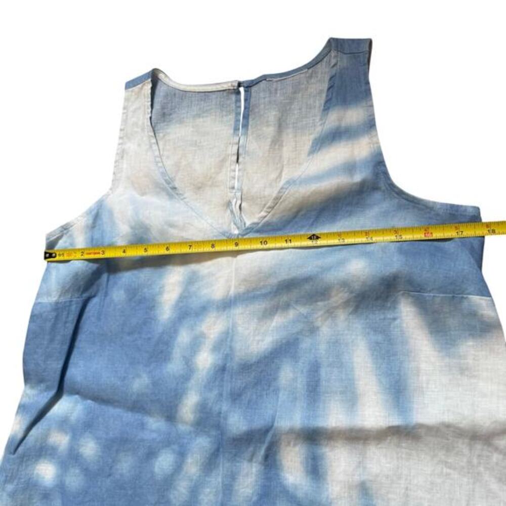 J Jill Love Linen A Line Blue White Beach Tie Dye Maxi w/ Pockets Women Dress - Picture 5 of 8